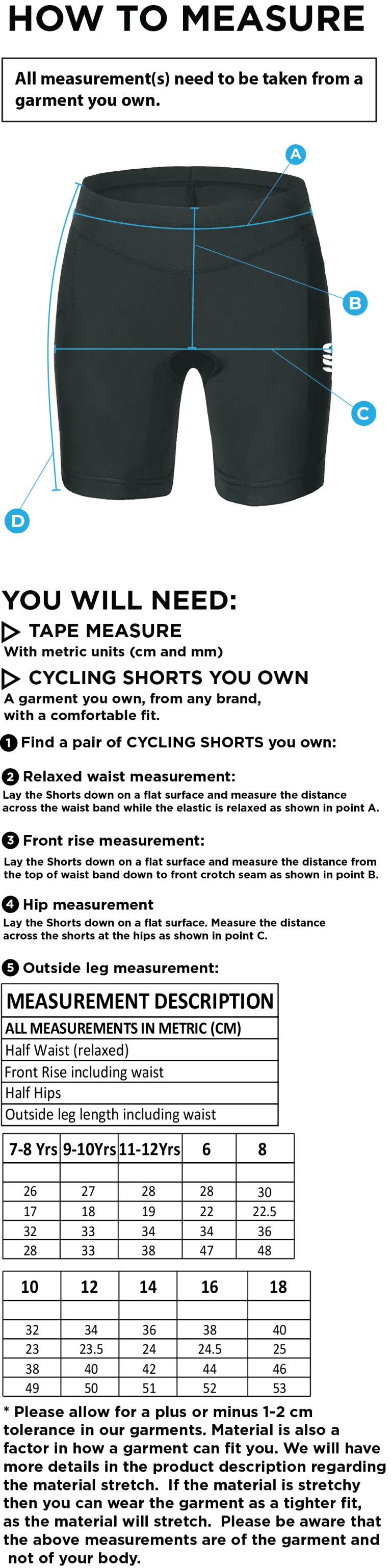 Huddersfield University Ice Skating - Dual Cycling Short - Women's - Size Guide
