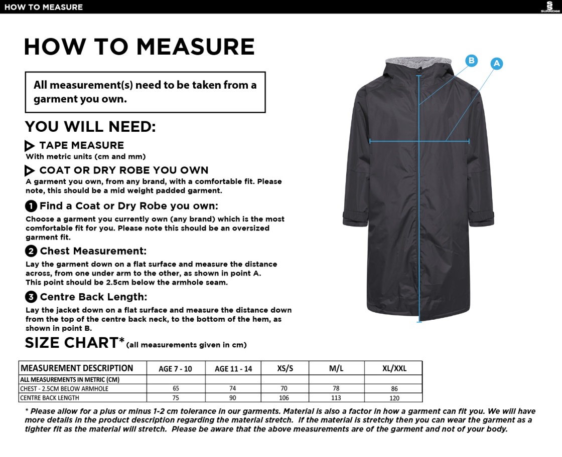 Huddersfield University - Thermal Robe - Unisex - Size Guide