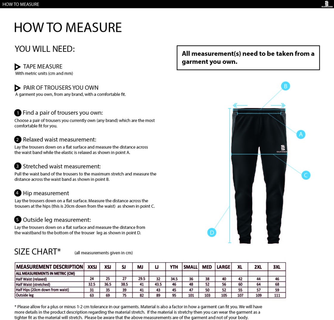 Huddersfield University - Dual Skinny Pant - Unisex - Size Guide