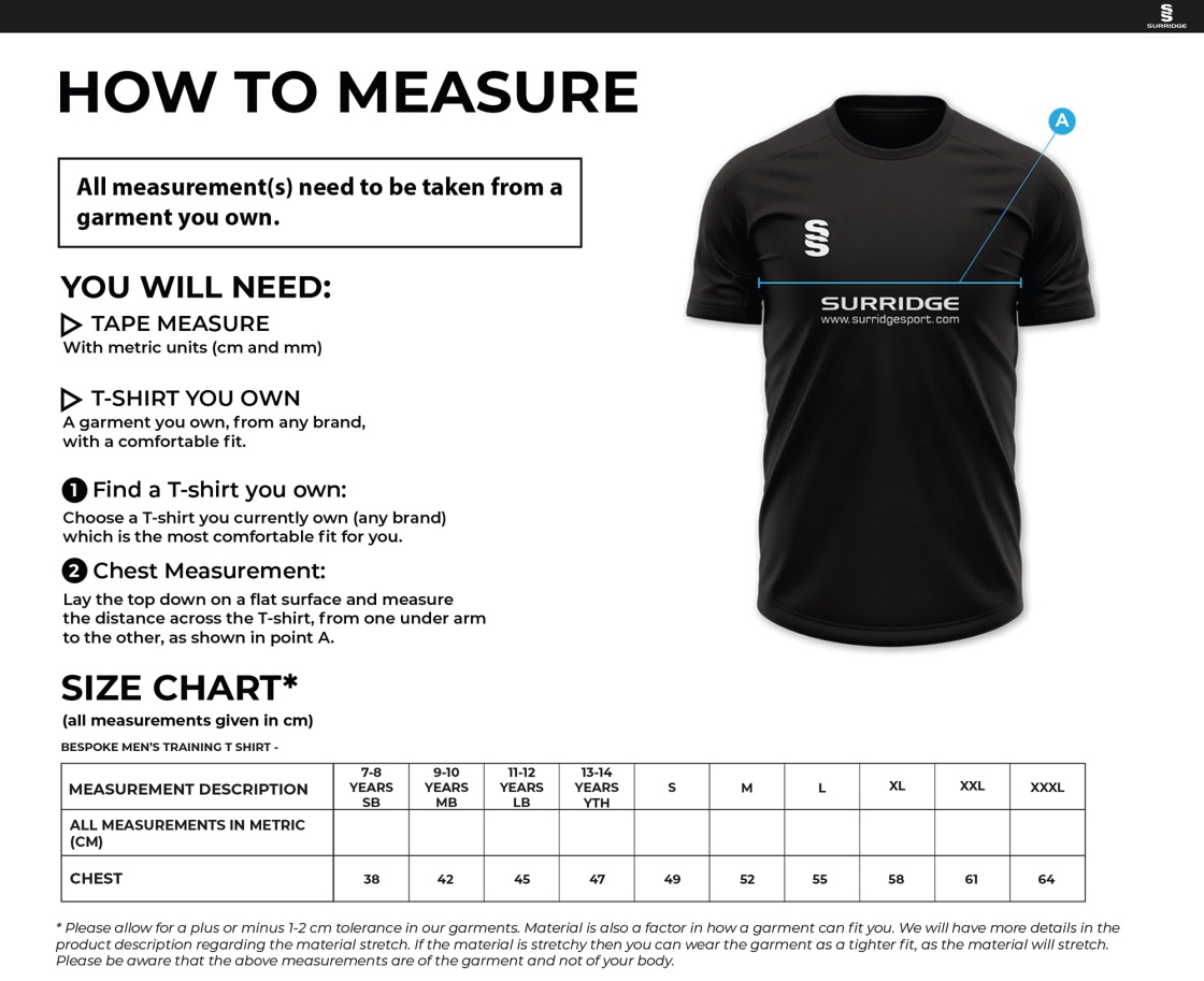 Huddersfield University - Tempo T-Shirt - Unisex Fit - Size Guide