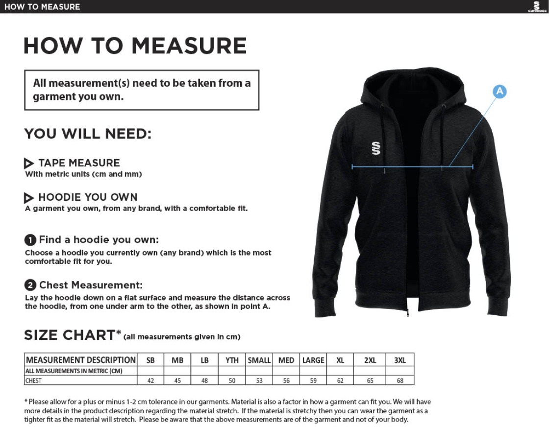 Men's Futsal - Dual Full Zip Hoody - Size Guide