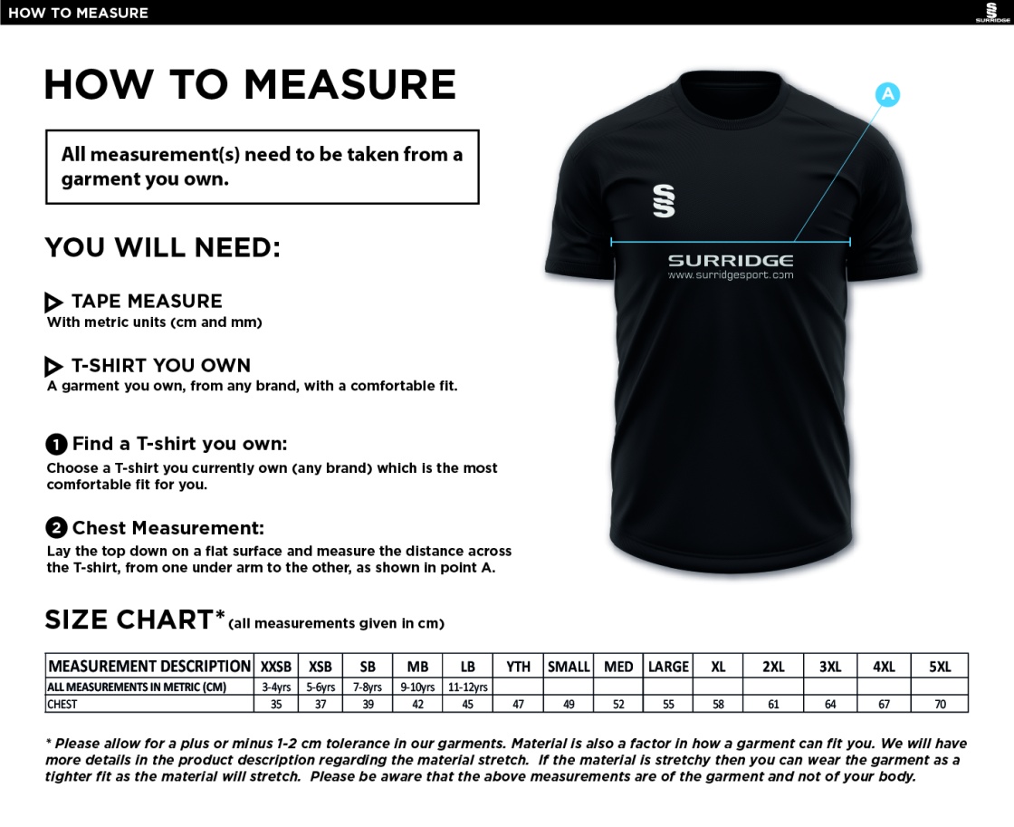 Huddersfield University - Dual Training Vest - Unisex - Size Guide