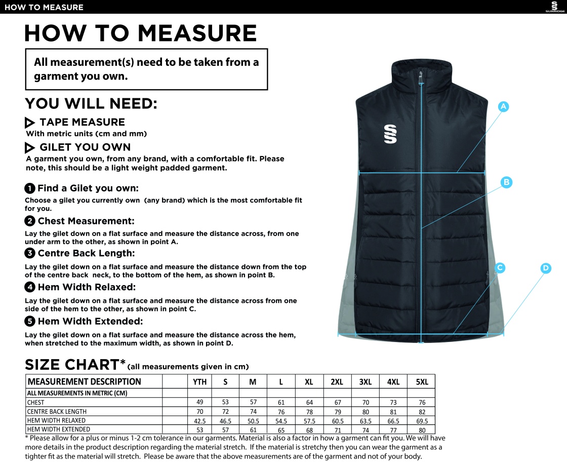 Huddersfield University - ACTIVE HYBRID JACKET - Size Guide