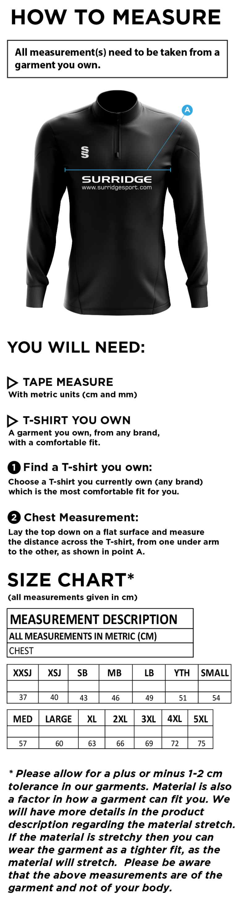 Huddersfield University - Tempo Performance Top - Unisex Fit - Size Guide