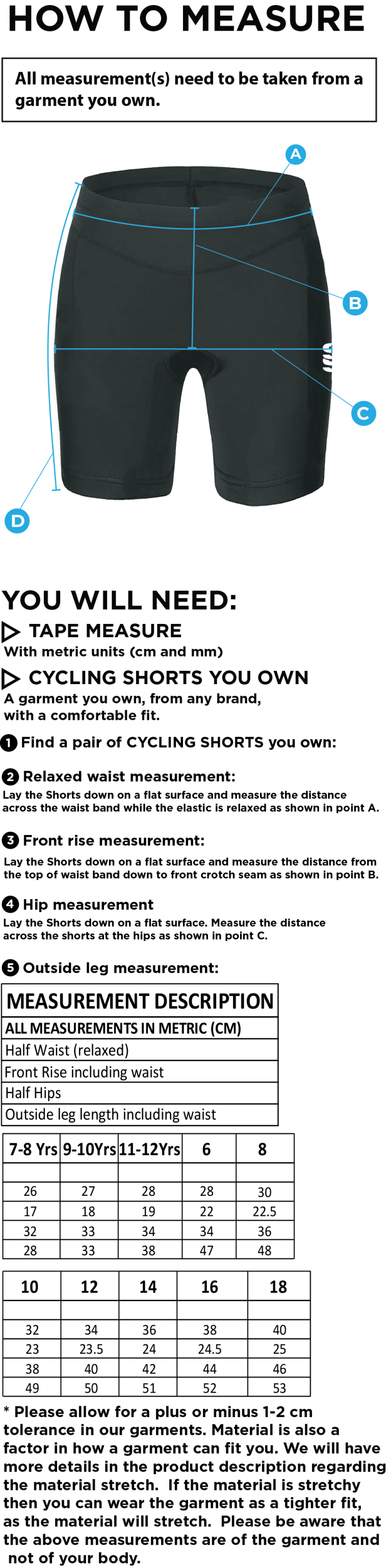 Huddersfield University - Dual Cycling Short - Women's - Size Guide