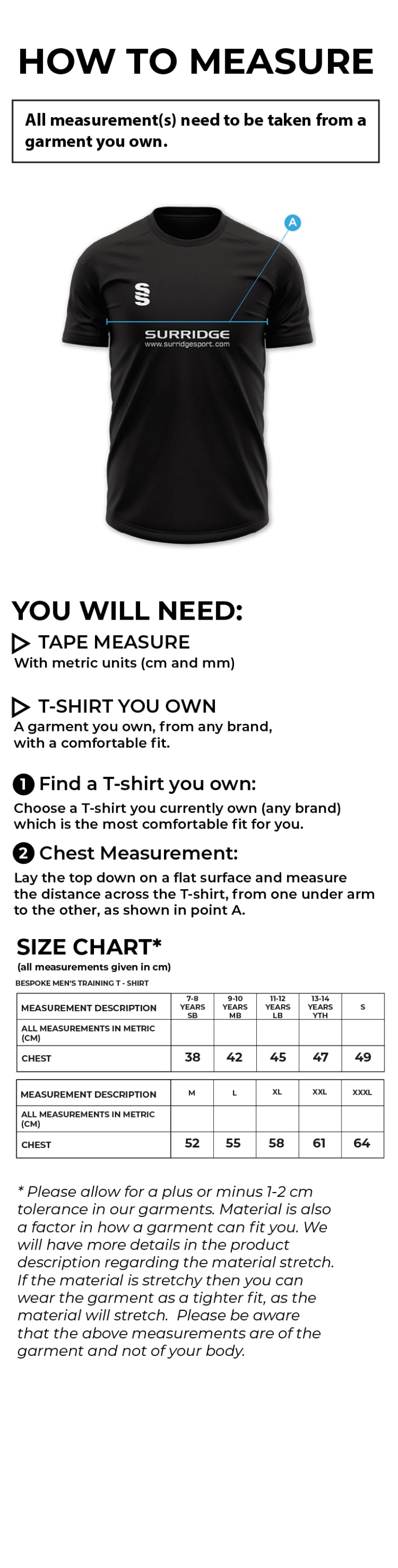 Huddersfield University - Tempo T-Shirt - Unisex Fit - Size Guide