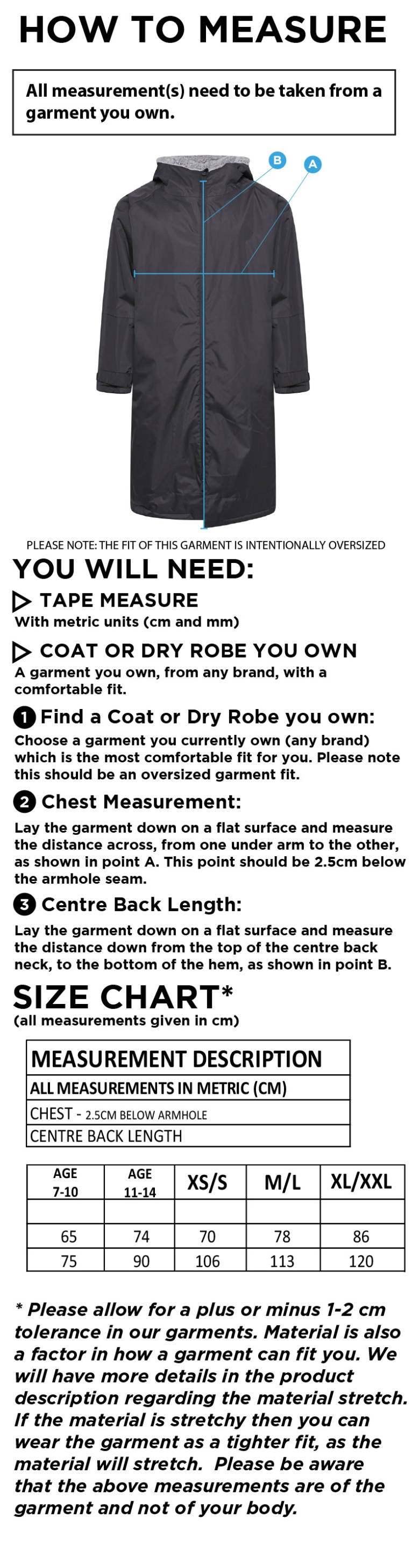 Huddersfield University - Thermal Robe - Unisex - Size Guide