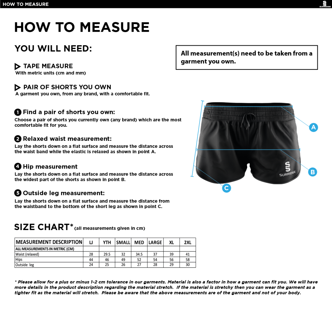 Huddersfield University - Dual Active Short - Women's - Size Guide