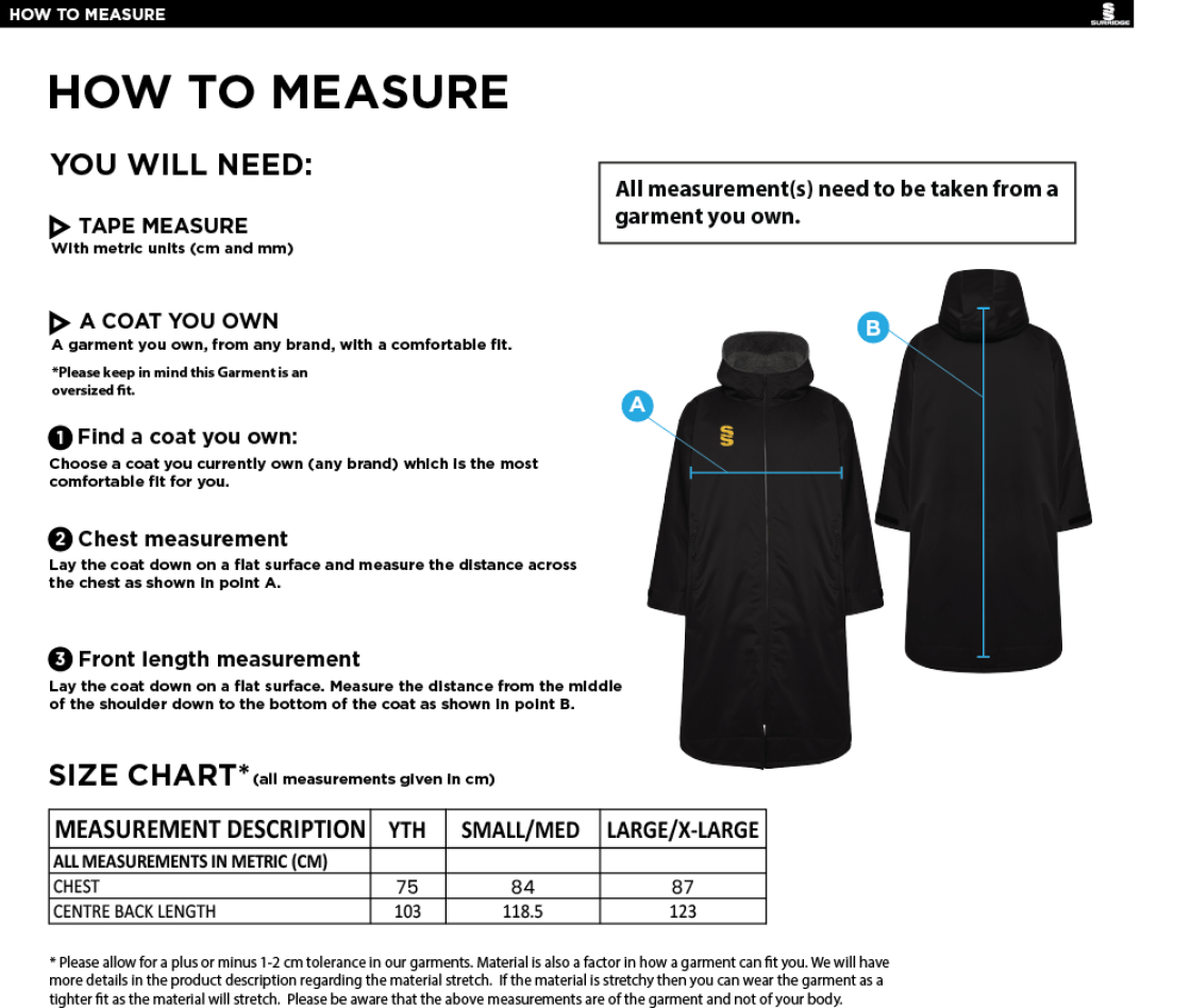 Huddersfield University - Thermal Robe - Unisex - Size Guide